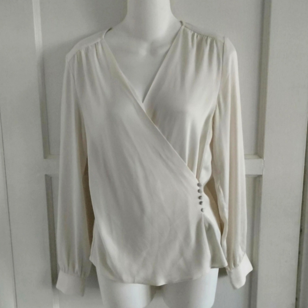 Brand New H & M Large Elegant Cream Wrap Blouse